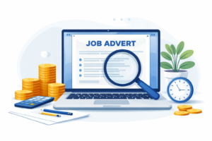 Free job advertising illustration showing the hidden cost of recruitment advertising in time and money